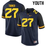 Youth West Virginia Mountaineers NCAA #27 Tacorey Turner Navy Authentic Nike Stitched College Football Jersey CV15G83XW